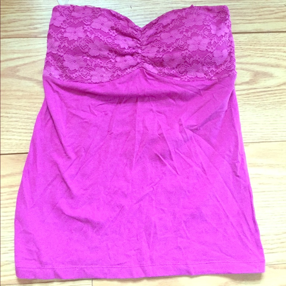 Half lace strapless tube top